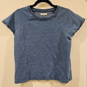 Madewell Blue Short-Sleeve Waffle Knit Top